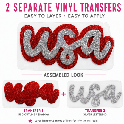 "USA" Glitter Puff - HTV Transfer