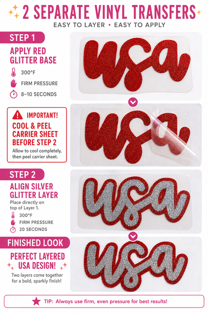 "USA" Glitter Puff - HTV Transfer