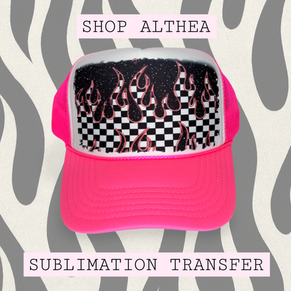 Sublimation Transfer - Hot Pink Checker Flames