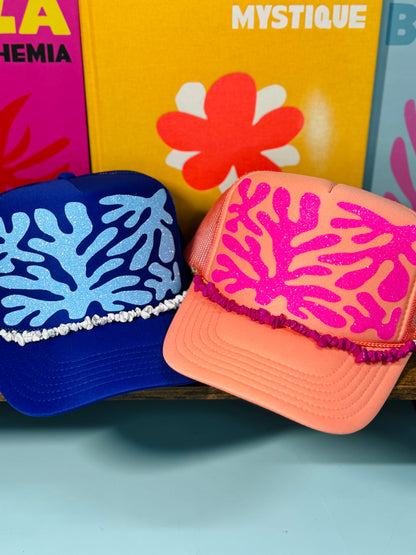 Natural Stone Hat Chain - Hot Pink