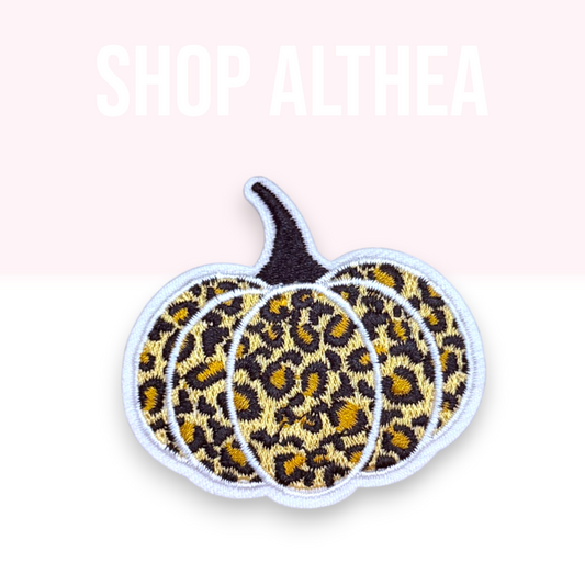 Leopard Print Pumpkin Embroidered Patch | Halloween Iron-On Patch