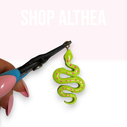 Handmade Green Clay Snake Charm