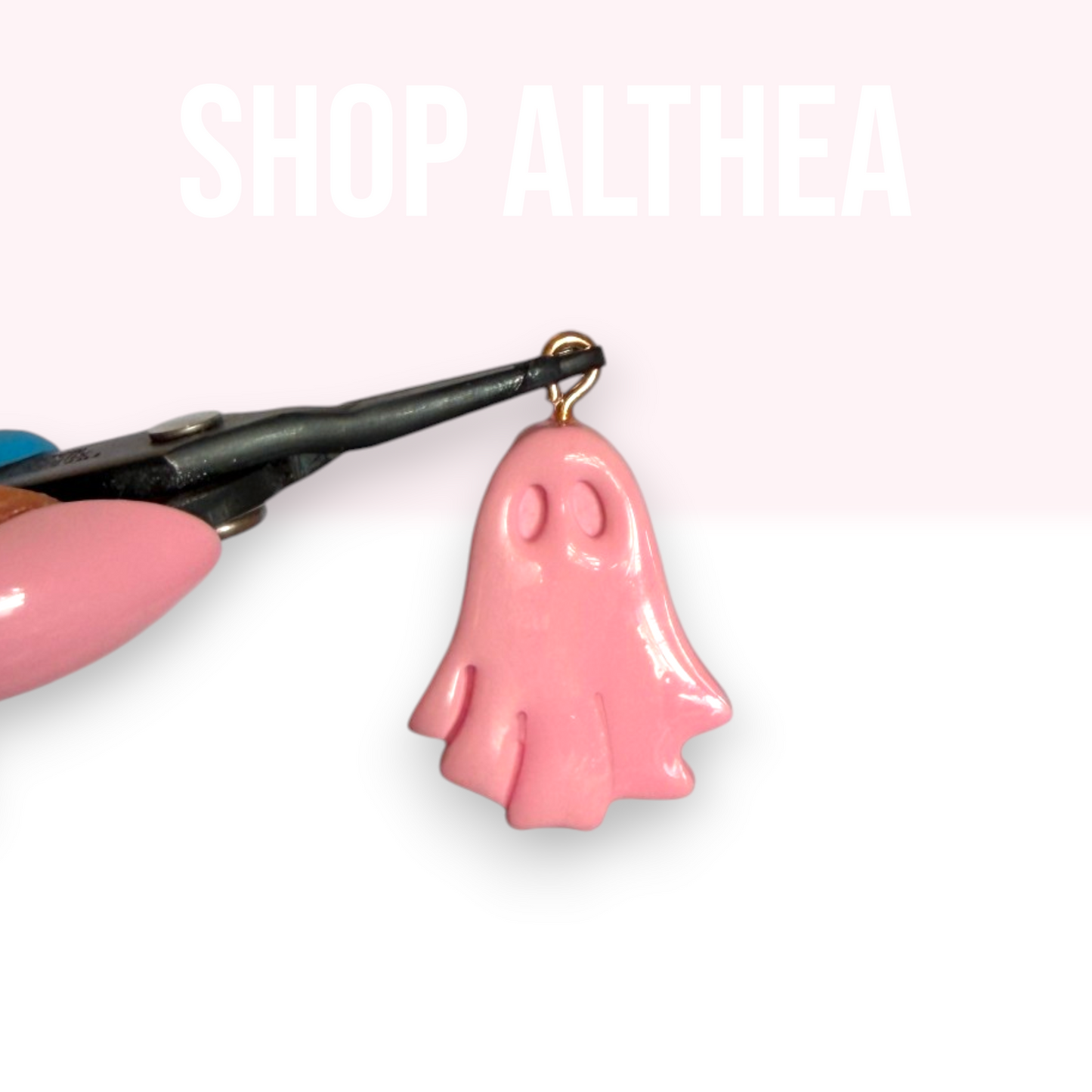 Handmade Pink Clay Ghost Charm
