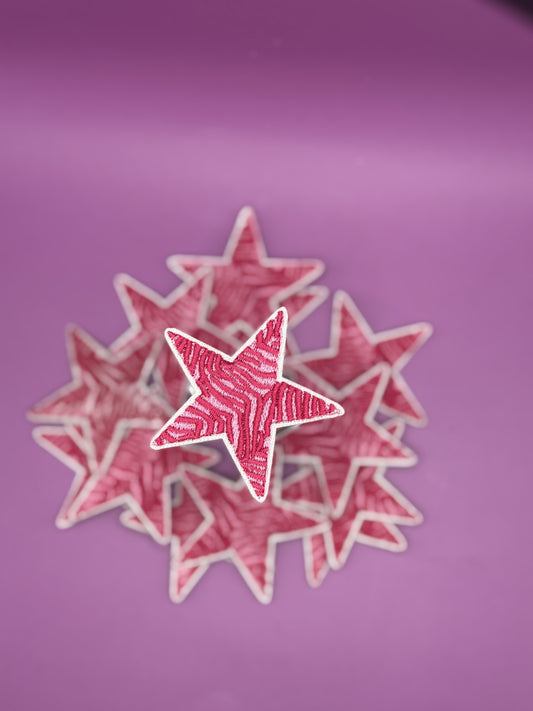 Pink Zebra Stripe Star Embroidered Patch