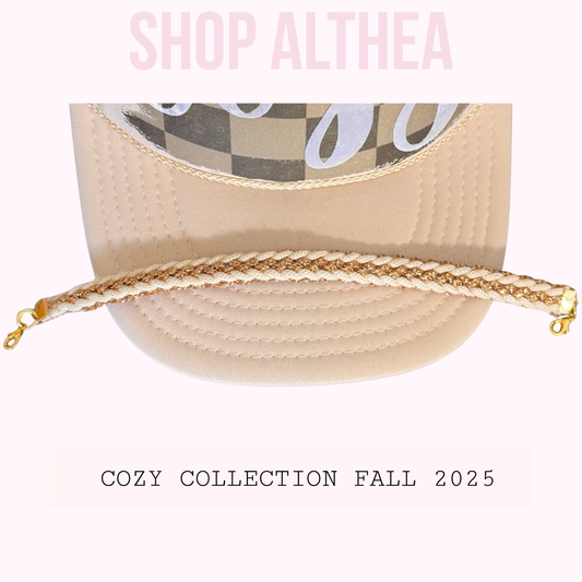 Hat Chain - Gold & Beige Metallic Rope Chain