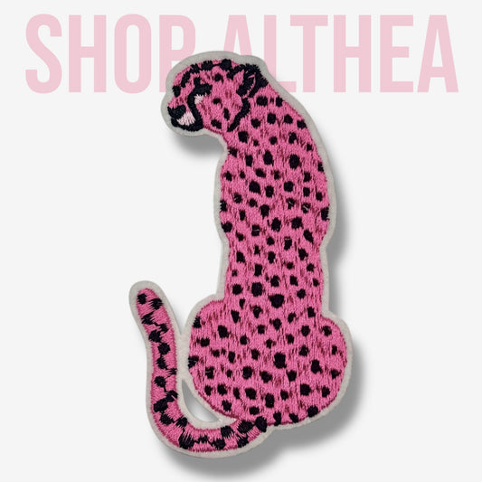 Pink Cheetah Embroidered Patch