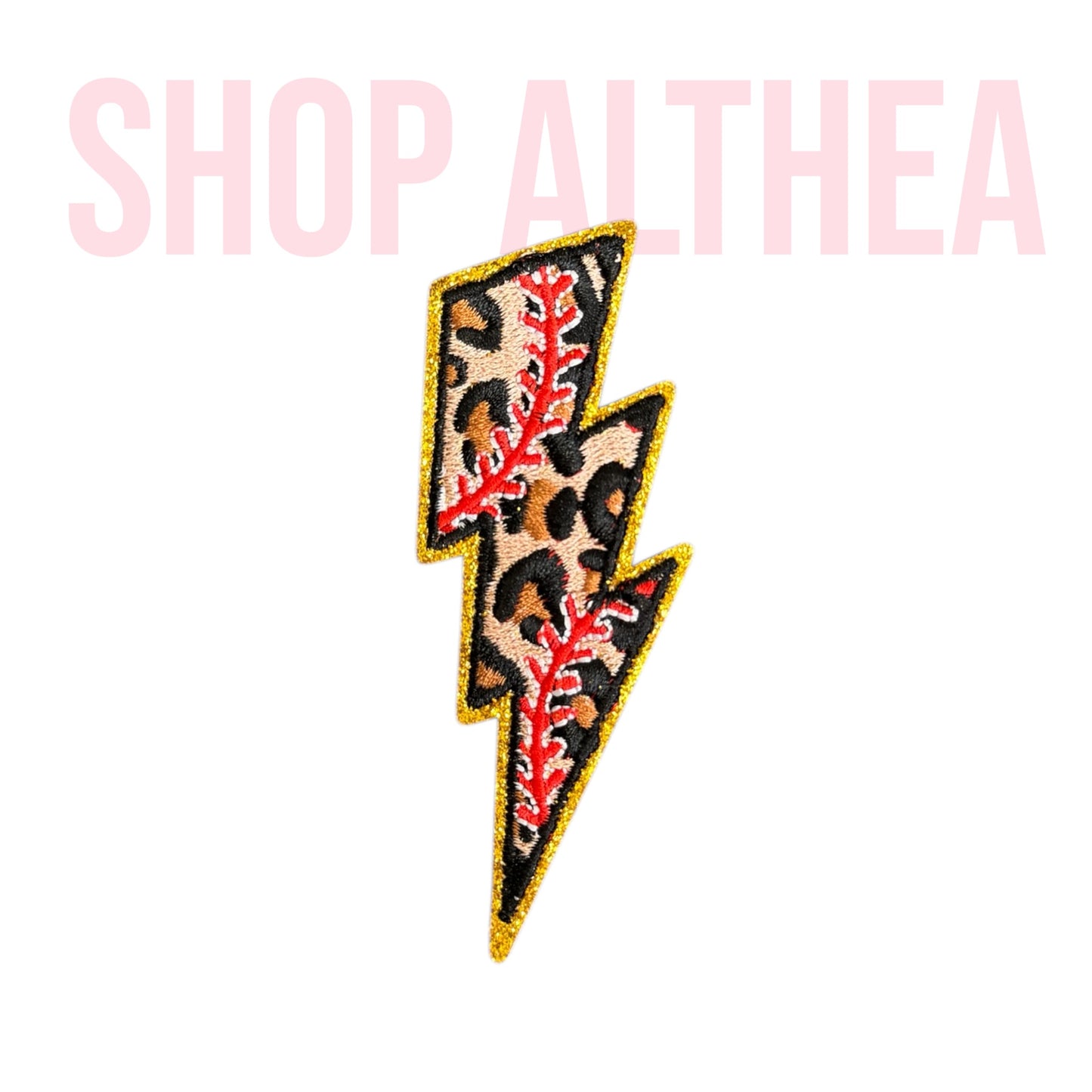 Cheetah print baseball bolt - Embroidered Patch