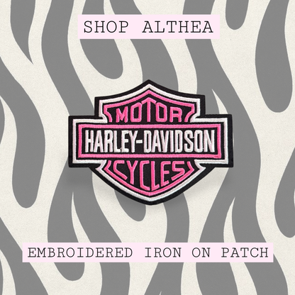 Pink Biker Embroidered Patch