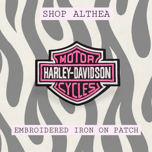 Pink Biker Embroidered Patch