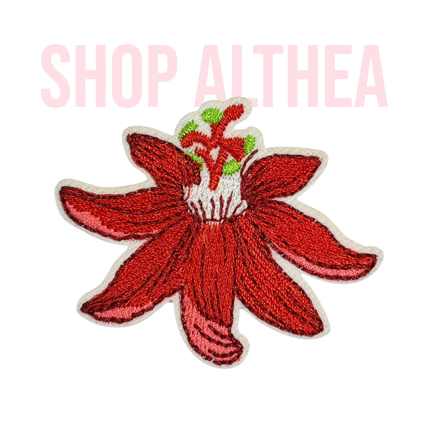 Red Hibiscus Flower  - Embroidered Filler Patch