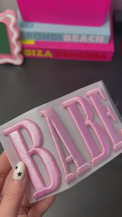 "BABE" Pink - Embroidered Puff Transfer